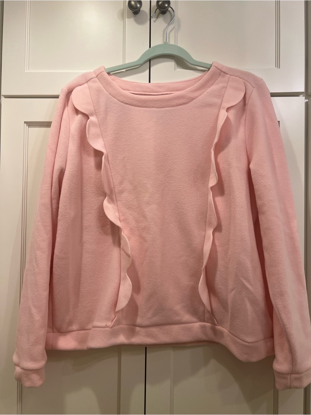 Dudley Stephens Light Pink Ruffle-Trim Sweatshirt
